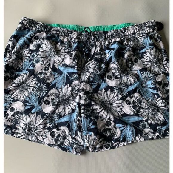 No‎ Boundaries Men's 3XL Skull Floral Swim Trunks Elastic Waist Multicolor - Picture 5 of 12